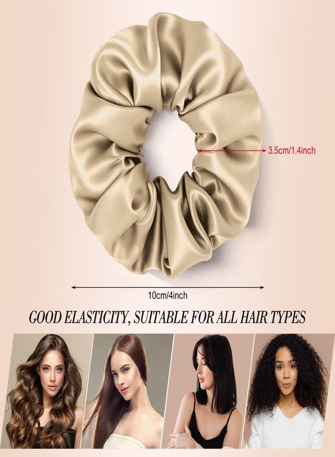 obeoby Satin Scrunchies, 8 Pack Neutral Color Satin Hair Ties Soft 4inch Hair Scrunchies for Women Girls Valentines Day Gifts for Wife Girlfriend - Image 2